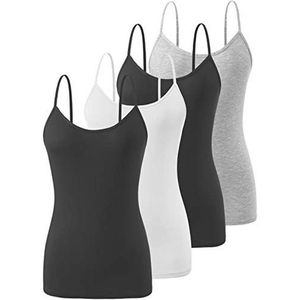4-delige dames hemdjes set met verstelbare spaghettibandjes en tanktops