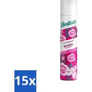 15 x Batiste - Blush - Droogshampoo - Bloemige Geur - Frist Op en Geeft Textuur - 200ml - Frisse Geur - Batiste Blush