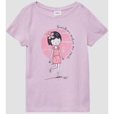 T-shirt - Regular-fit - Katoenen Jersey - Glitterprint - Korte Mouwen