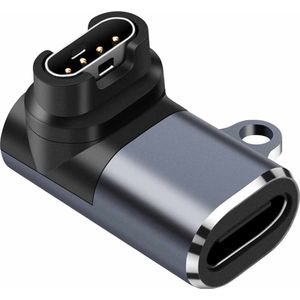 Case2go - USB-C naar Garmin adapter - 90 graden Oplaad Connector - Smartwatch - USB Adapter - Oplader - Zwart