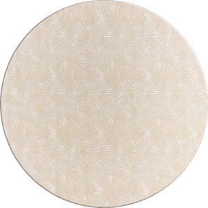 MixMamas Rond Tafelkleed Gecoat Jacquard - Ø 180 cm - Palm Leaves- Beige