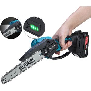 MUSTOOL Kettingzaag - Accu Kettingzaagen - Elektrisch Draadloze - 8 inch - tot Ø20cm - met 2 Accu en oplader - voor tuinboom houtsnijden - Zwart Blauw