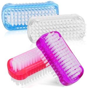 Handborstel Set - Dubbelzijdige Nagelborstels voor Effectieve Reiniging - 4 Stuks in Rood, Blauw, Wit en Paars