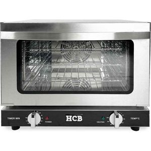 HCB® - Professionele Horeca Heteluchtoven - 21 liter - 230V - RVS / INOX hetelucht oven vrijstaand - 47.5x45x37.5 cm (BxDxH) - 18 kg