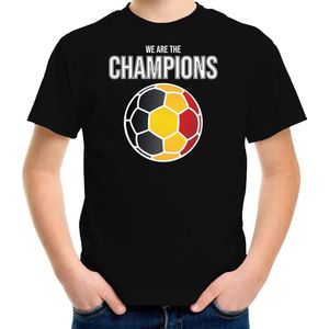 Belgie EK/ WK supporter t-shirt we are the champions met Belgische voetbal zwart kinderen 122/128