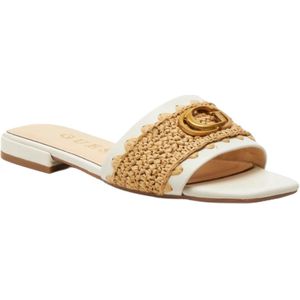 Guess - Tamarra - Leren Teenslippers - Beige