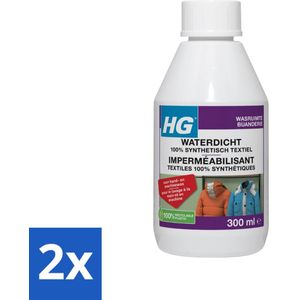 2 x HG Waterdicht voor 100% Synthetisch Textiel 300 ml - Waterdicht Maken - Synthetische Stof - Regenkleding - Ski-kleding - Waterafstotend