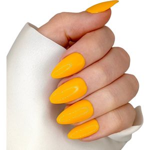 SD Press on Nails - B-101 - Plaknagels - Nagelset 20 Nagels - Fel geel - Gellak - Nagellak - Kort Stiletto - Nepnagels met Lijm - Kunstnagels - Nail Art - Handmade - Valse nagels - Nagelvijl - Accessoires - Stiletto Nagels