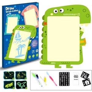 DrPhone LightTable2 2 in 1 Lichtgevende tekenbord met Lichtpen + Whiteboard met stiften - Teken Tablet voor Kinderen 6+ - Speelgoed – A4 Formaat – Dinostyle