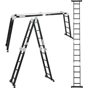 ALDORR Professional - Vouwladder 4 x 4 treden met platform - Aluminium - 4,60 meter - Stabilisatiebalk 120cm