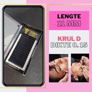 Wimpers - D Krul - Dikte 0.15 - Lengte 11 mm - 16 rijen in een tray - nepwimpers - one by one - wimperextension - D crul