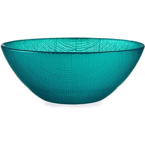 Vivalto Kommetjes/serveer schaaltjes/soepkommen - Murano - glas - D15 x H6 cm - turquoise blauw - Stapelbaar