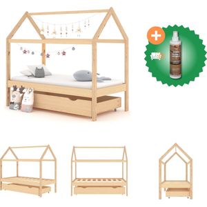 vidaXL Kinderbedframe met lade massief grenenhout 80x160 cm - Bed - Inclusief Houtreiniger en verfrisser