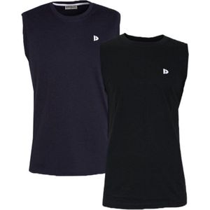 2-Pack Donnay T-shirt zonder mouw - Sportshirt - Heren - Navy/Black - maat 4XL