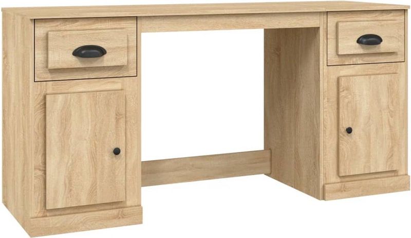 VidaXL Bureau met Kast - Bewerkt Hout - Sonoma Eikenkleurig