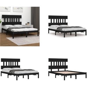 vidaXL Bedframe massief hout zwart 150x200 cm 5FT King Size - Bedframe - Bedframes - Tweepersoonsbed - Bed