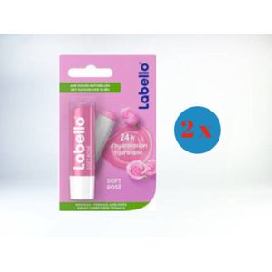 2x Labello - Lippenbalsem Soft Ros√© - Lipverzorging - Lipbalm - Droge lippen - 24 uurs werking - Dames - Meisjes - Kunststof - roze