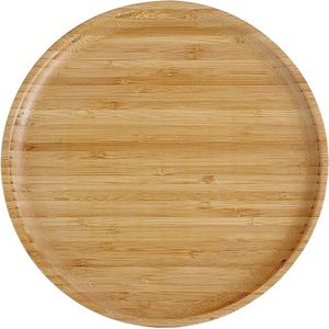 Herbruikbare bamboeborden, 100% bamboeborden, ronde houten borden, bamboeplaten, platte borden, serviesset, houten bordenset, herbruikbare borden, 30 cm