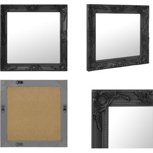 vidaXL Wandspiegel barok stijl 60x60 cm zwart - Wandspiegel - Wandspiegels - Spiegel - Badkamerspiegel