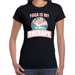 Yoga is my therapy hobby t-shirt zwart voor dames S