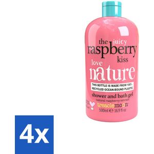 4 x Treaclemoon The Raspberry Kiss Bad en Douchegel 500 ml - Badgel - Douchegel - Frambozengeur - Treaclemoon - Vegan