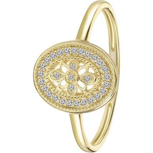 Lucardi Dames Ring 30 diamanten 0,07ct - Ring - Moederdag Cadeautje - 14 Karaat Goud - Geelgoud