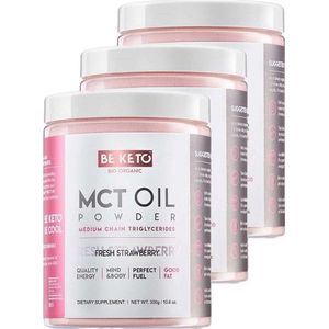 Be Keto | MCT Oil Powder | Fresh Strawberry | 3 stuks | 3 x 300 gram