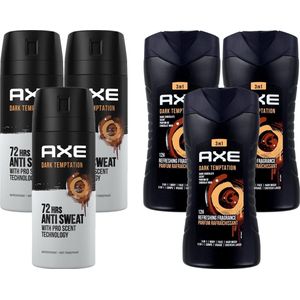 Axe Dark Temptation Mix Pakket - 3 x Anti-Transpirant Bodyspray & 3 x Bodywash - Voordeelverpakking