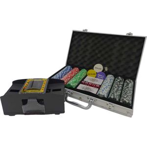 Ariko Deluxe Pokerset - Met Kaart Schudmachine - Aluminium Koffer - Pro Poker Set Met 300 Chips & Poker Kaarten - Pokerkoffer