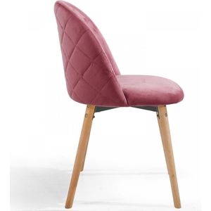 Miadomodo Eetkamerstoelen - Velvet - Fluweel - Houten Poten - Set van 6 - Roze