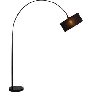 ARAM Vloerlamp zwart, 1xE27 excl, incl kap zwart + goud