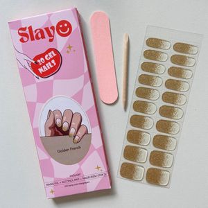 Slayo© - Gellak Stickers - Golden French - Nagelstickers - Gel Nail Wrap - Nail Art Stickers - Nail Art - Gellak Nagels - Gel Nagel Stickers - LED/UV lamp nodig