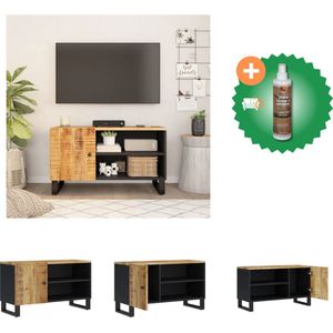 vidaXL Tv-meubel 80x33x46 cm massief mangohout en bewerkt hout - Kast - Inclusief Houtreiniger en verfrisser