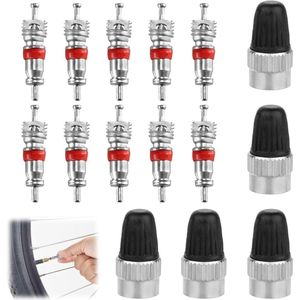 Allecto plus - 20-delige set ventielinzetstukken en ventielsleutelkappen voor auto, motorfiets, fiets, scooter, bromfiets en vrachtwagen - inclusief ventielkernenverwijderaar