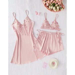 Pyjamaset – 3-delig – Zacht Roze – Elegant & Comfortabel - Maat L