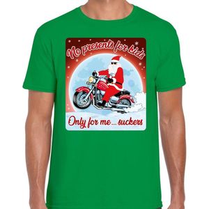 Fout Kerstshirt / t-shirt - No presents for kids only for me suckers - motorliefhebber / motorrijder / motor fan groen voor heren - kerstkleding / kerst outfit XXL