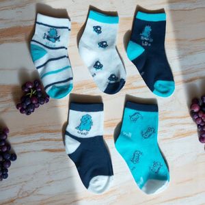Dino sokken set van 5 stuks blauw marineblauw wit 1 -2 jaar 80-92