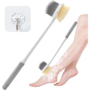 Unyqoos® Lange voetwasborstel met dubbele borstelkop voor eenvoudige voetverzorging