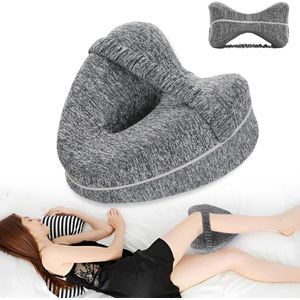 ZRSS® Kniekussen voor in Bed - Orthopedisch Beenkussen - Zijslaap Kussen - Afneembaar en wasbaar - Grijs