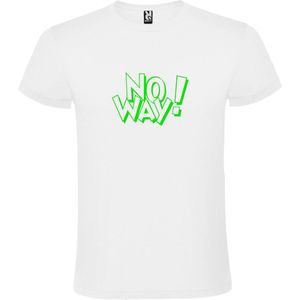 Wit t-shirt tekst met 'NO WAY'  print Groen size L