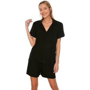 Trendyol Lichtroze Viscose Shirt-Shorts Geweven Pyjamaset Met Shorts Thmss19Pt0004