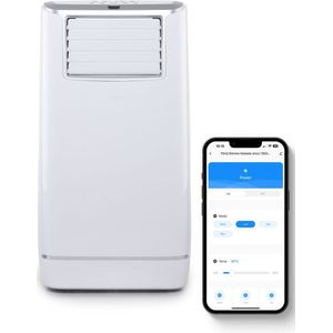 FlinQ Slimme Mobiele Airco 13.000 BTU - Stille Airconditioning voor Slaapkamer - Airconditioner met Slang - Verkoelt tot 50m2 - Met App en Afstandsbediening