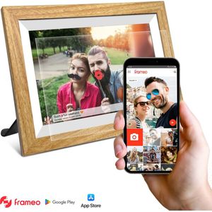 Duraful® Digitaal Fotolijstje HD - 10.1 Inch - Houtkleur - met WiFi en Frameo app - 32GB - Touchscreen - digitale fotokader - digitaal fotolijstjes - Glazen HD - Digitale Fotolijst