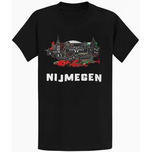 Nijmegen Skyline T-shirt – Stadsdesign - Unisex - Zwart Maat L