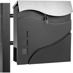 Luxe Brievenbus op Paal – Staand – Weerbestendig – RVS – Modern Design – Geschikt voor elke Woning – ‘Madrid Style’ – Antraciet