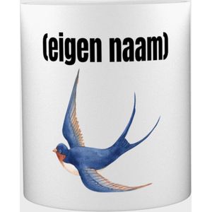 Akyol - blauwe vogel met eigen naam Mok met opdruk - vogels - dieren liefhebber - mok met eigen naam - iemand die houdt van vogels - verjaardag - cadeau - kado - geschenk - 350 ML inhoud