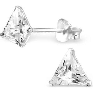 Aramat jewels ® - Oorbellen driehoek 925 zilver zirkonia transparant 5mm