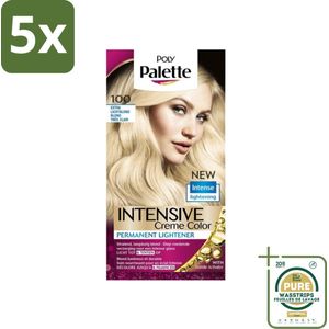 5 x Poly Palette - Haarverf - Extra Licht Blond 100 - 115ml - Grootverpakking - Haarverf - Extra Licht Blond - Oplichten - Blond - Crèmekleuring