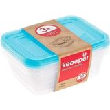 Keeeper Fredo Fresh - Vershouddoos / Vershouddozen - Transparent /blauw - Set van 3 stuks - 20x15x06 - 1.25 L