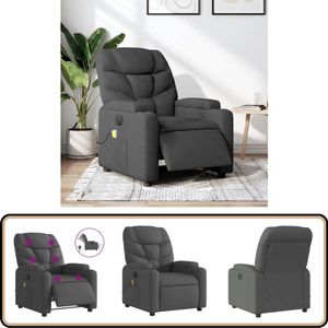 vidaXL Massagestoel - Elektrisch Verstelbaar - Donkergrijs Elektrische Massagestoel - Massagefauteuil - Elektrische Verstelbare Stoel - Relaxstoel - Lounge Stoel